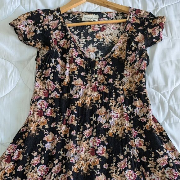 Denim and Supply Ralph Lauren Dress Size 6 Floral Flutter Sleeve Hi-Low hem - Picture 14 of 16